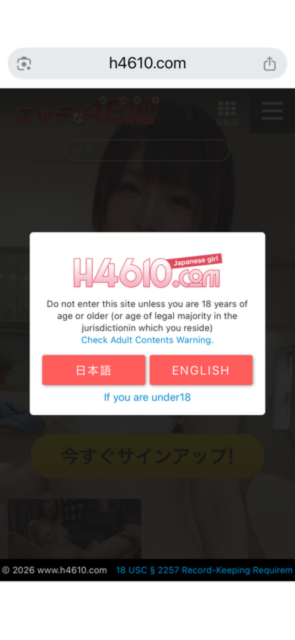 H4610 top page — age verification screen, select ENGLISH